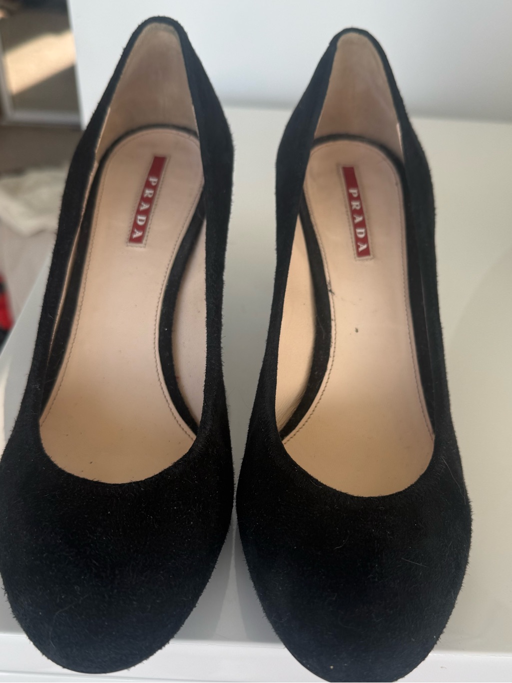 Prada Black Suede Heels 38
